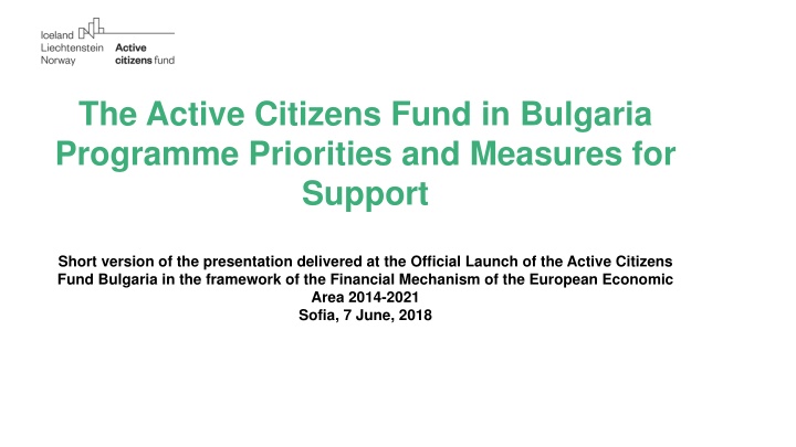 Active Citizens Fund in Bulgaria Programme - Priorities and Measures