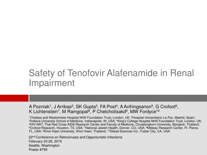 safety of tenofovir alafenamide in renal n.w