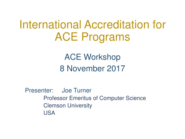 international accreditation for ace programs n.w