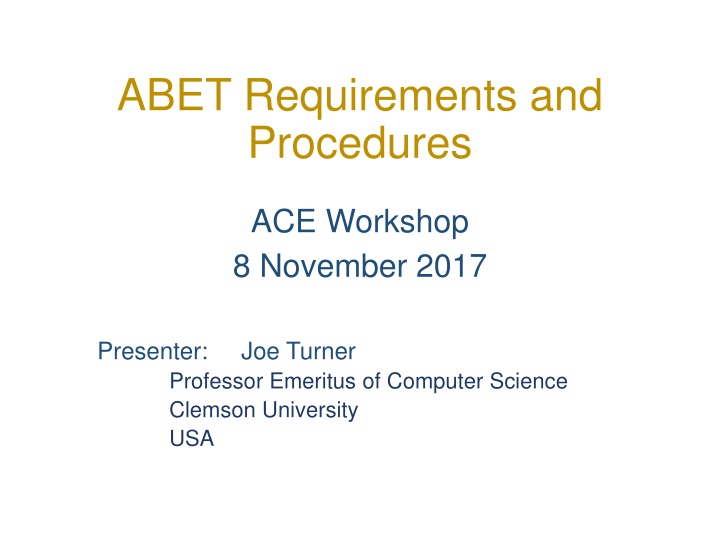 ABET Requirements and Procedures Workshop