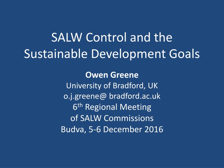 salw control and the sustainable development goals n.w