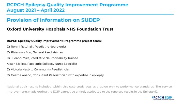 Provision of Information on SUDEP - Oxford University Hospitals NHS Foundation Trust