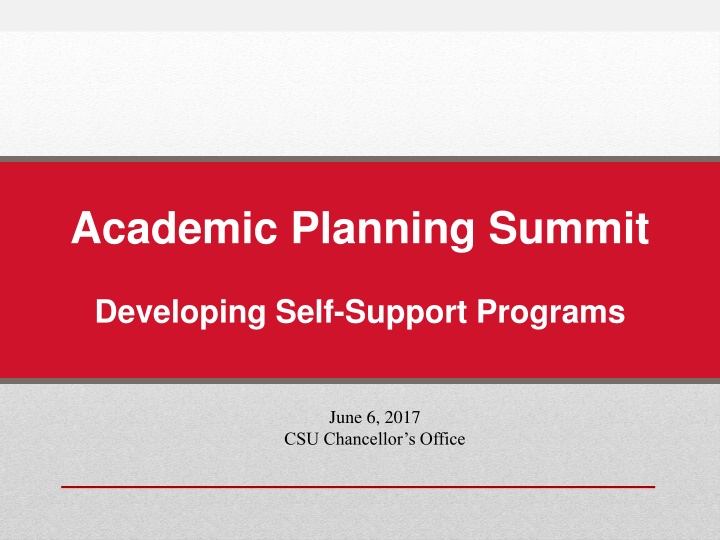 Developing Self-Support Programs at Academic Planning Summit