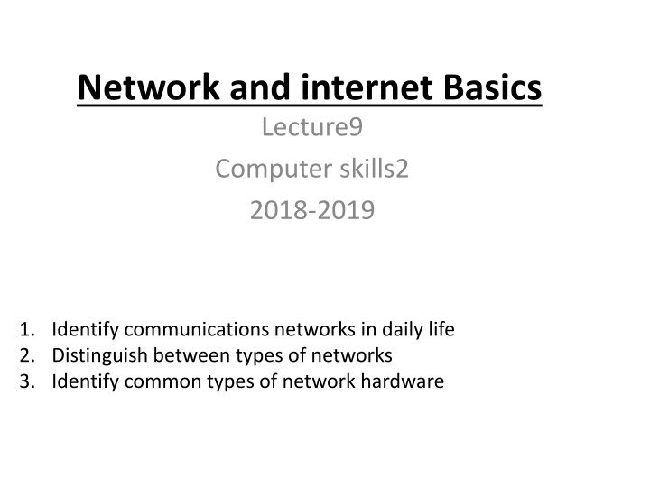 network and internet basics lecture9 computer n.w
