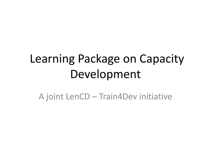 Learning Package on Capacity Development: A Joint Initiative