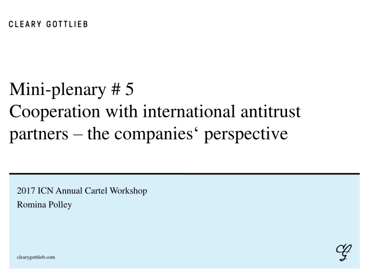 Cooperation with International Antitrust Partners: Companies' Perspective