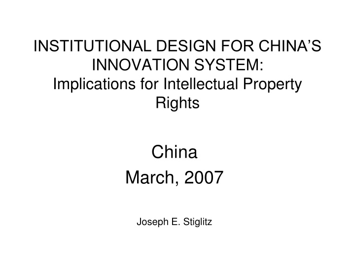 institutional design for china s innovation n.w