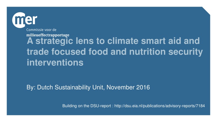 a strategic lens to climate smart aid and trade n.w