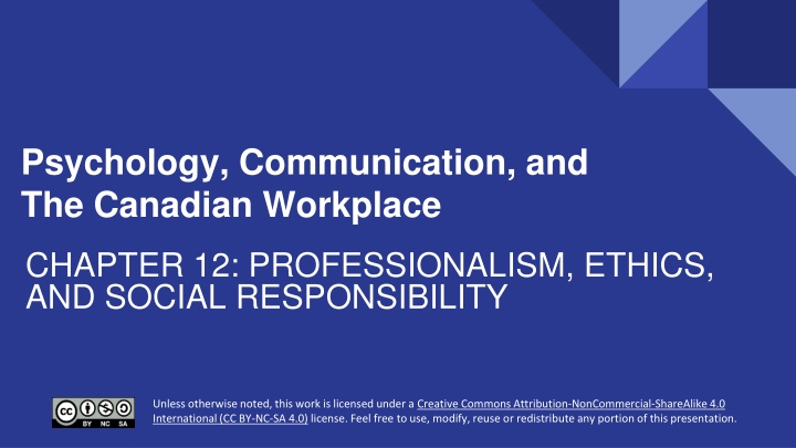 Professionalism, Ethics, and Social Responsibility in the Canadian Workplace
