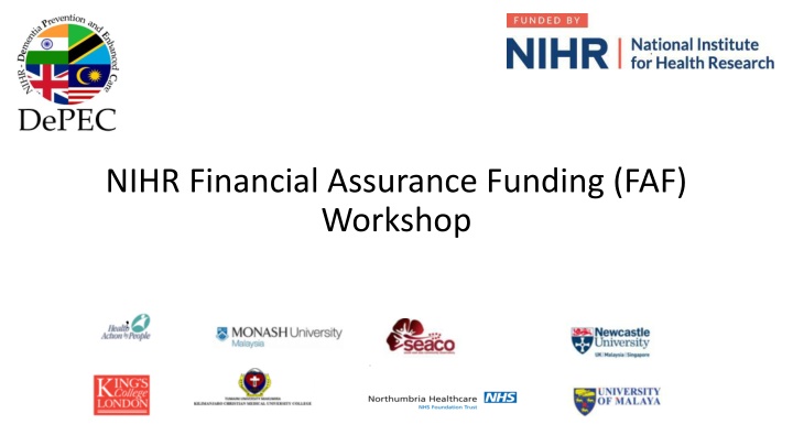 NIHR Financial Assurance Funding Workshop