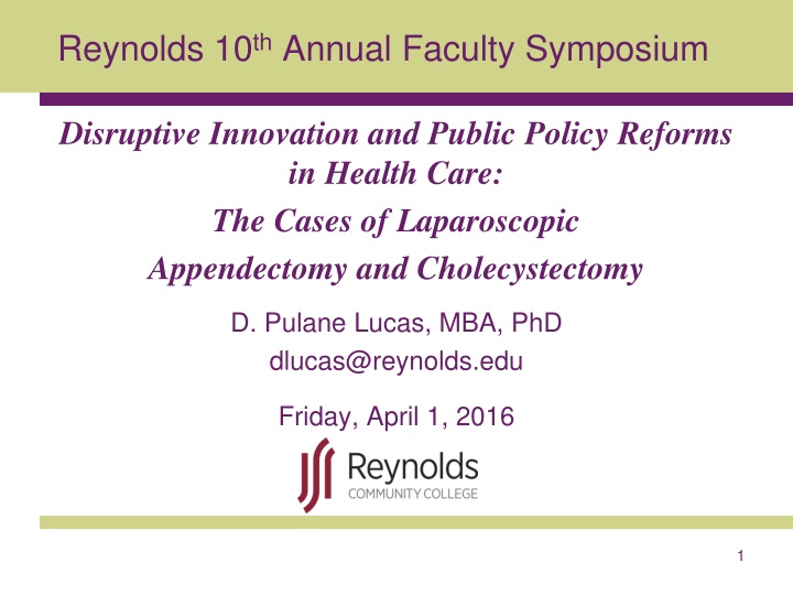 reynolds 10 th annual faculty symposium n.w