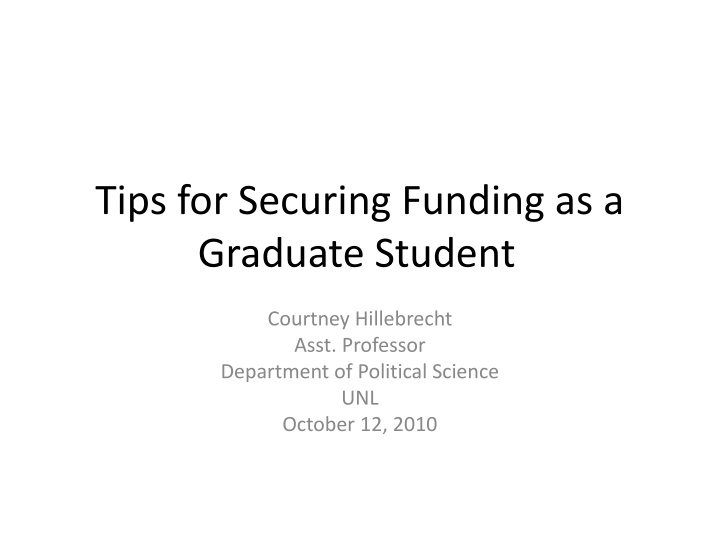 tips for securing funding as a graduate student n.w