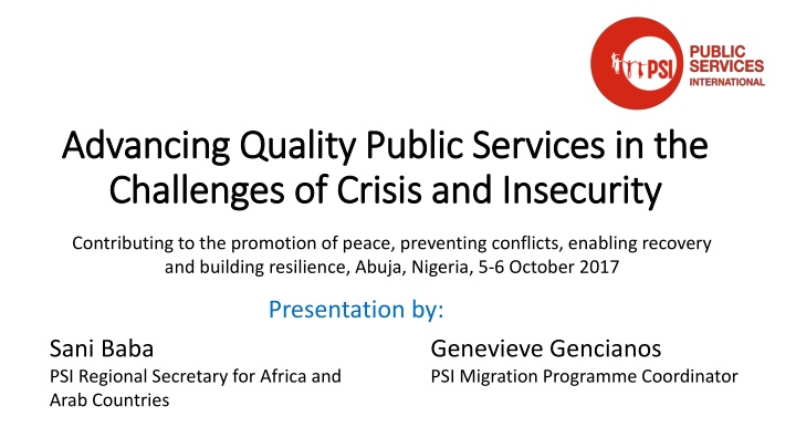 Advancing Quality Public Services in Crisis and Insecurity Challenges