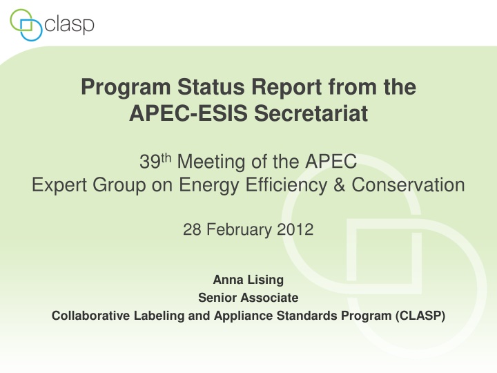 program status report from the apec esis n.w