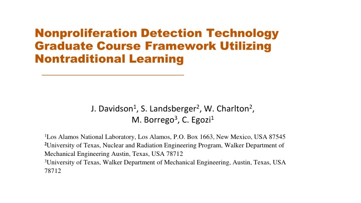 nonproliferation detection technology graduate n.w