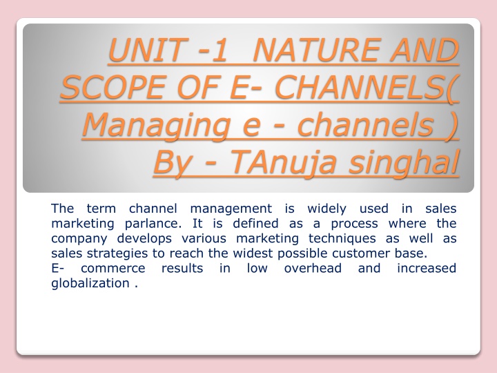 unit 1 nature and scope of e channels managing n.w