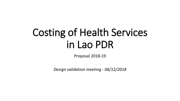 costing of health services costing of health n.w
