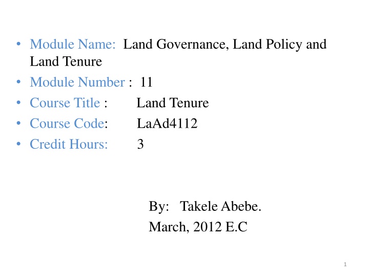 module name land governance land policy and land n.w