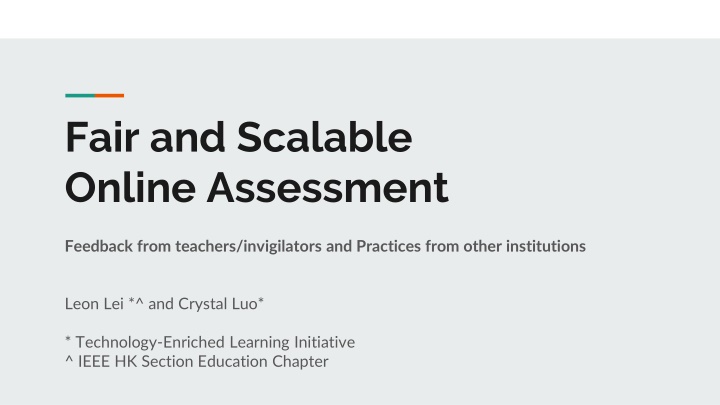 fair and scalable online assessment n.w