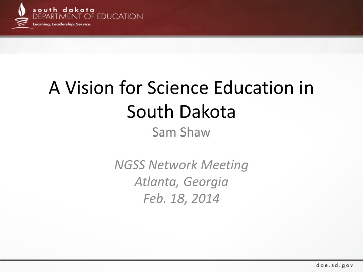 a vision for science education in south dakota n.w