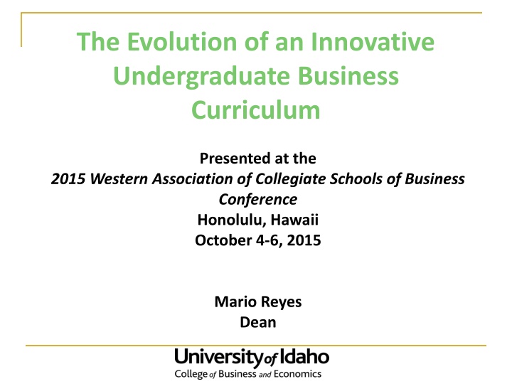 the evolution of an innovative undergraduate n.w