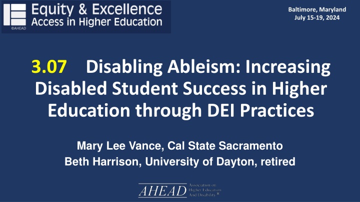 Disabled Student Success in Higher Education Through DEI Practices