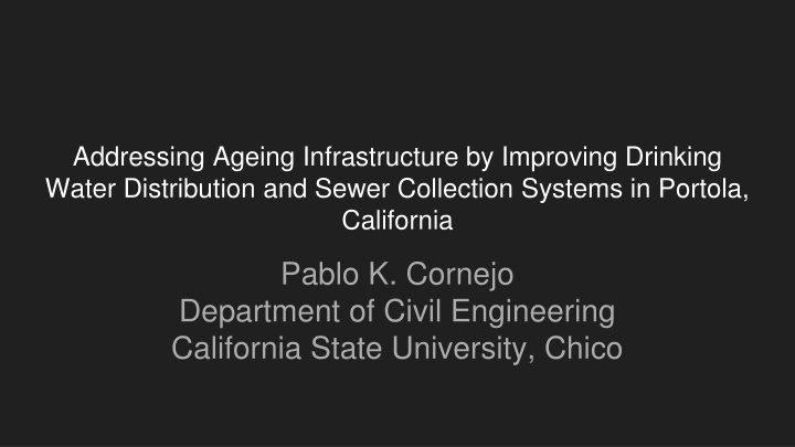Improving Drinking Water Distribution and Sewer Collection Systems in Portola, California