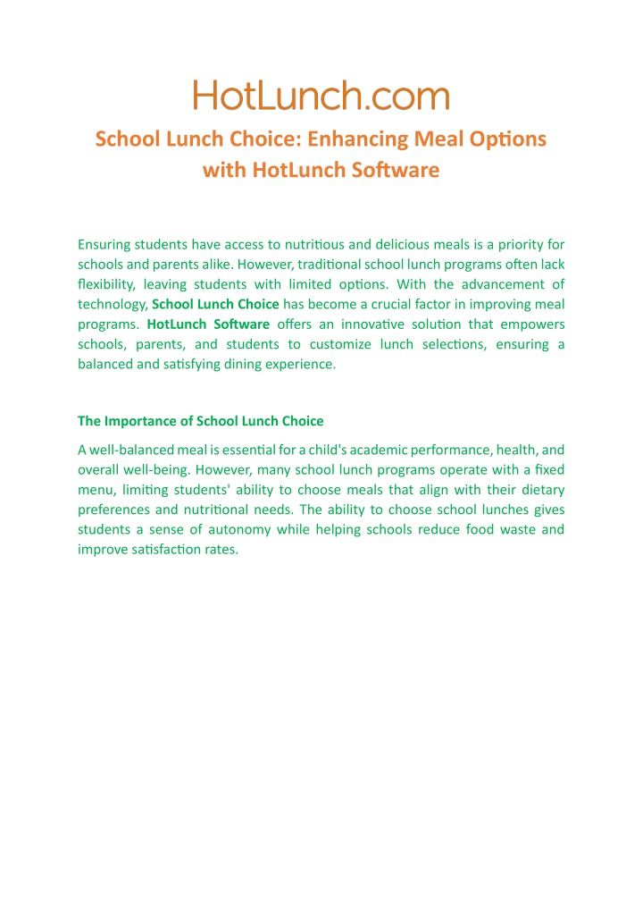 school lunch choice enhancing meal options with n.w