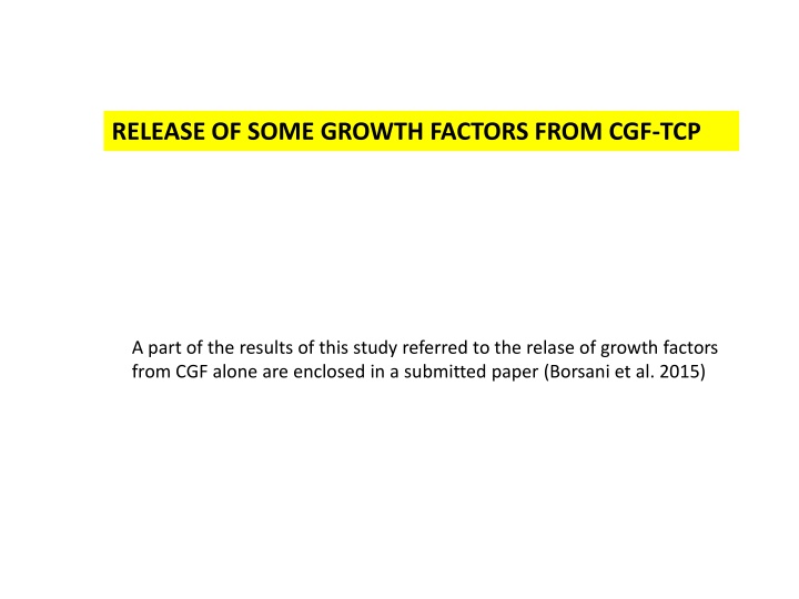 release of some growth factors from cgf tcp n.w
