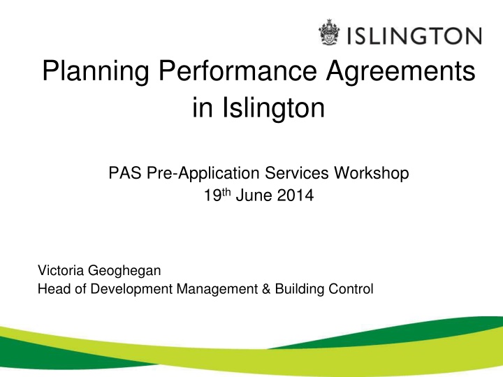 Workshop on Planning Performance Agreements in Islington