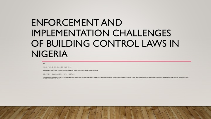 Challenges of Building Control Laws in Nigeria