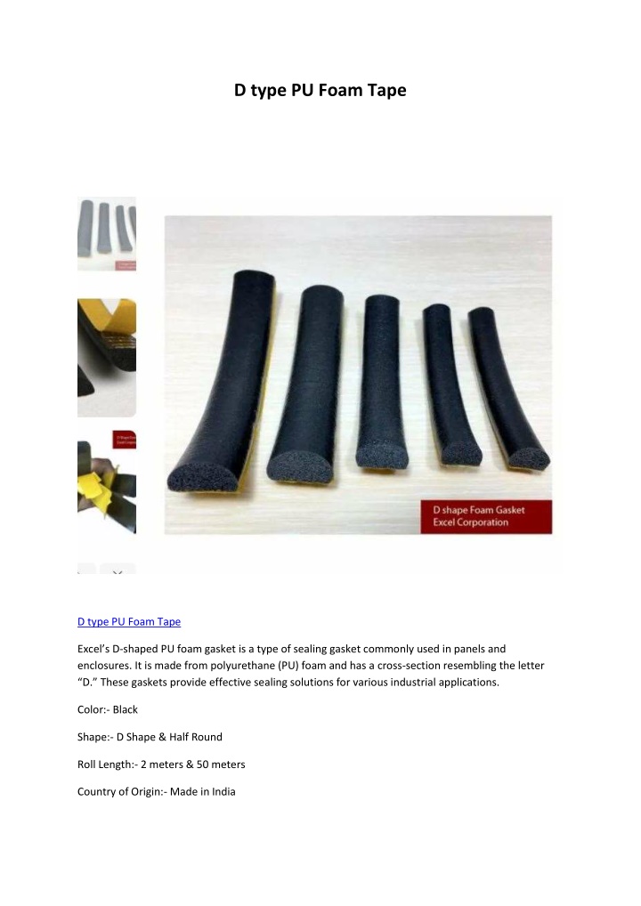 d type pu foam tape n.w