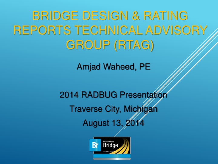 Bridge Design and Rating Reports Technical Advisory Group