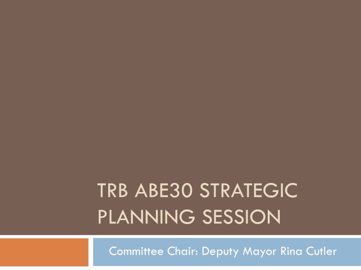 Strategic Planning Session for Transportation Issues in Major U.S. Cities