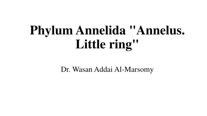 phylum annelida annelus little ring n.w