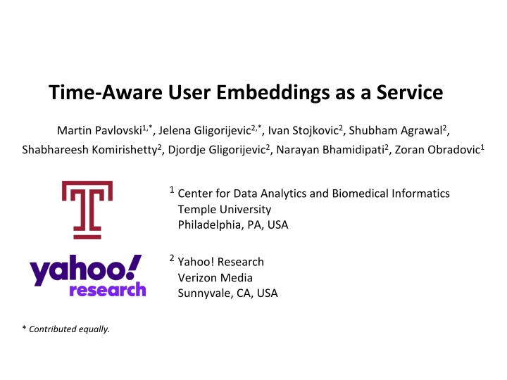 time aware user embeddings as a service n.w