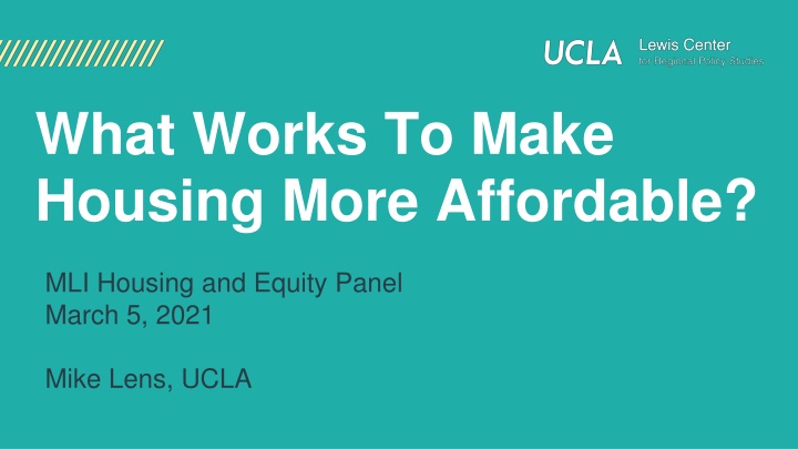 Addressing Housing Affordability Challenges in California