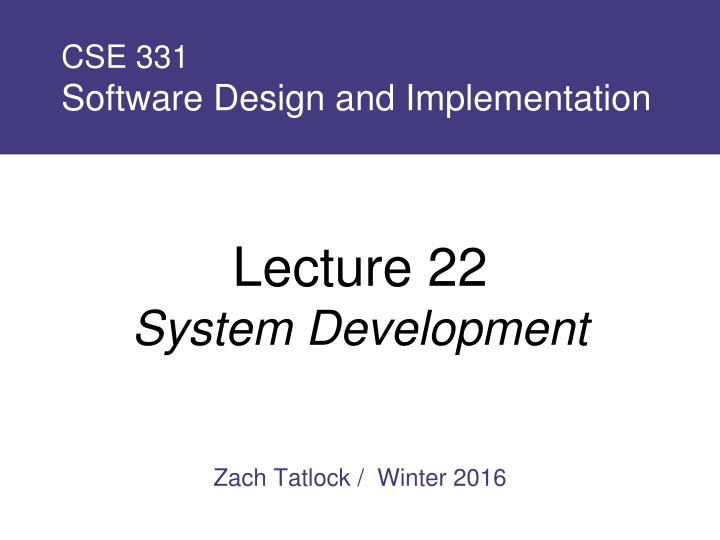 Software Design and System Development Overview