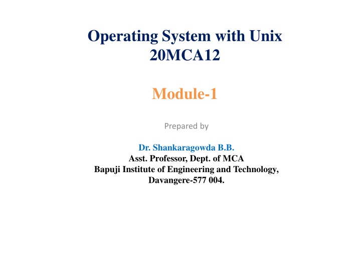 operating system with unix 20mca12 n.w