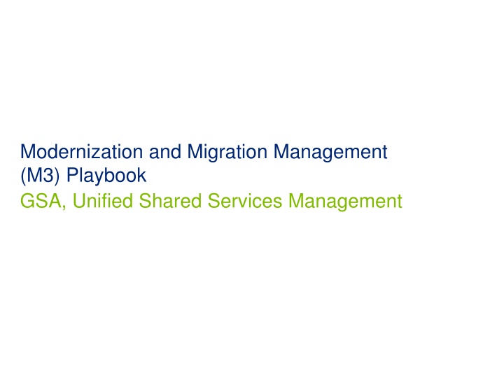 Modernization and Migration Management Playbook for CFO Agencies