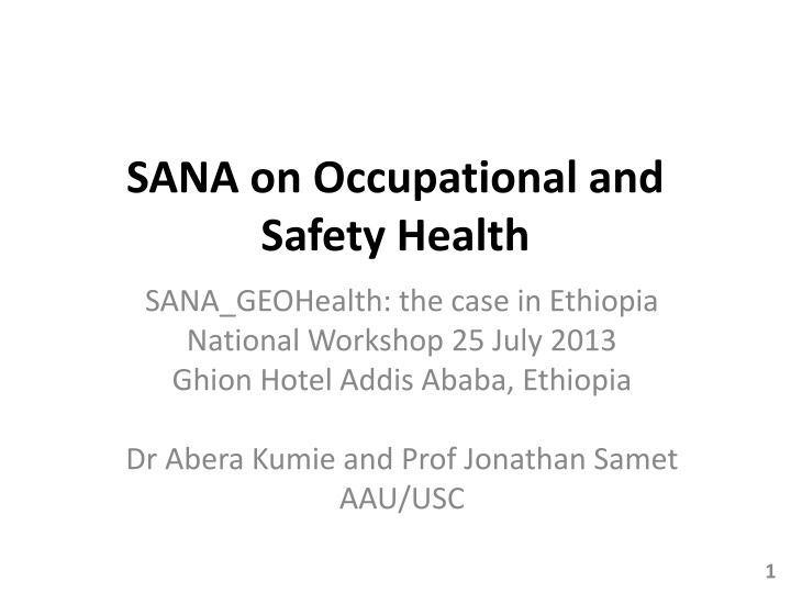 sana on occupational and safety health n.w