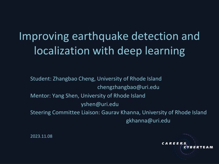 improving earthquake detection and localization n.w