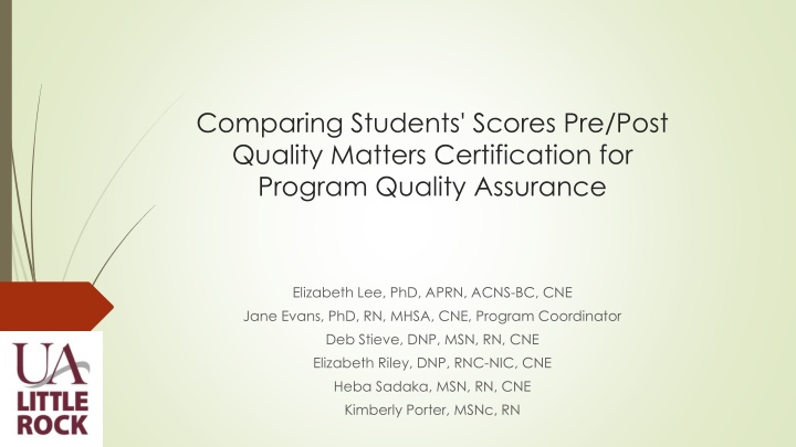 comparing students scores pre post quality n.w