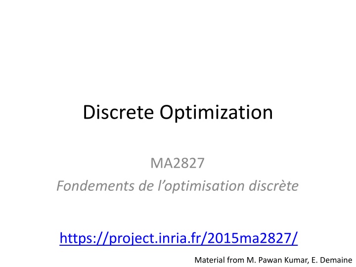 Foundations of Discrete Optimization