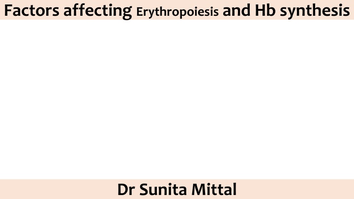 Factors Affecting Erythropoiesis and Hemoglobin Synthesis