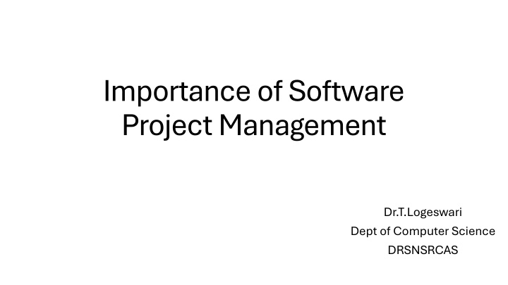 importance of software project management n.w