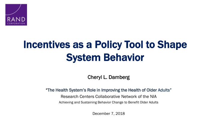 incentives as a policy tool to shape incentives n.w