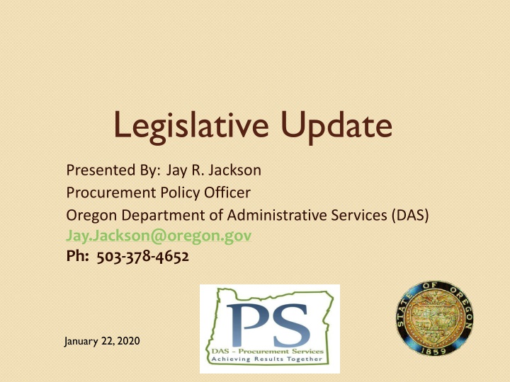 Oregon Department of Administrative Services Legislative Update