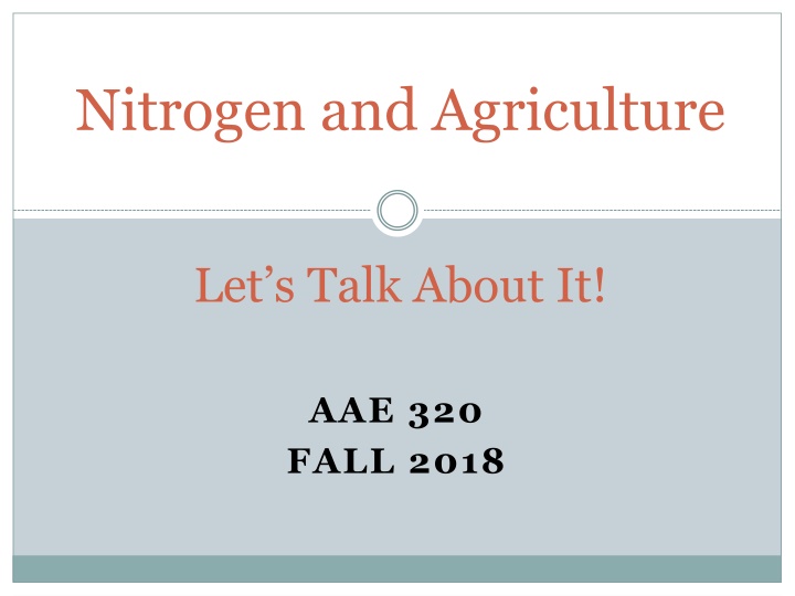 nitrogen and agriculture n.w