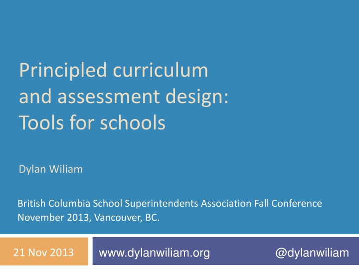 Principles of Curriculum and Assessment Design